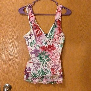 Kenneth Cole tropicalcprint silk top